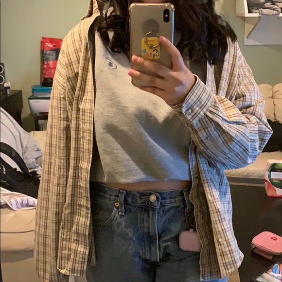 Muted Neutral Oversized Men’s Button Up - Picture 1 of 5